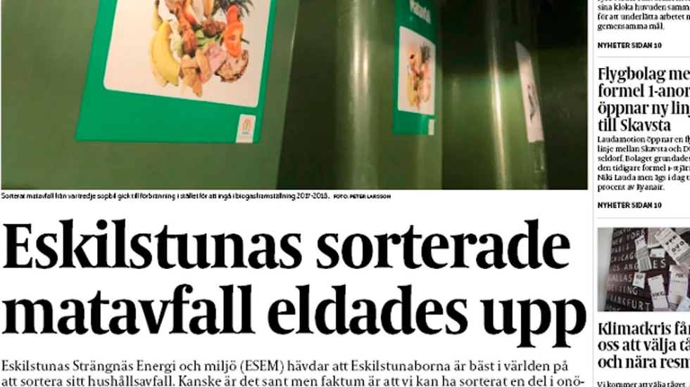 Nu får man skämmas i stället för att vara stolt över världens bästa sophanteringskommun..., skriver Tant H.