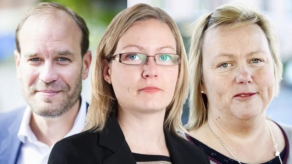 Magnus Johansson, Malin Hagerström, ordförande Miljöpartiet Sörmland, och Ann-Sofie Jacobsson, Folkhälso- och miljölandstingsråd i landstinget Sörmland.