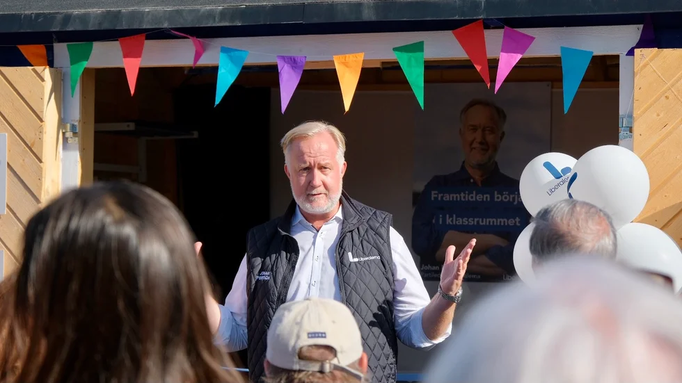 Liberalernas partiledare Johan Pehrson på besök i Uppsala. 