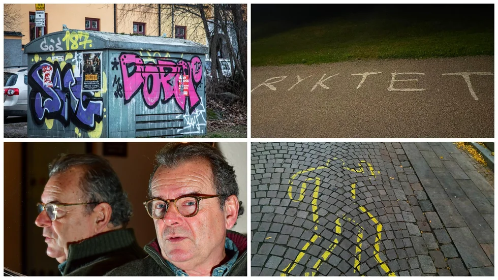 Är Ryktet och den avbildade kroppen konstinstallationer? Eller bara klotter? 