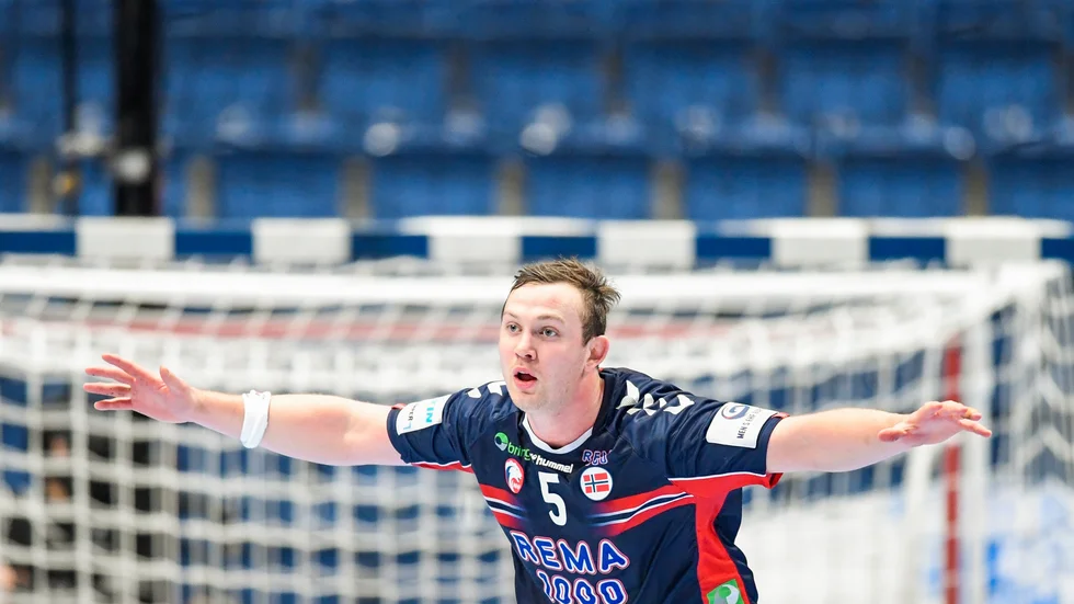 Norges stjärna Sander Sagosen i matchen mot Spanien.