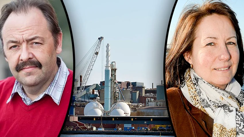 Fr v: Thomas Rolén, Rönnskärsverken, Ann Lundholm. Foto: Pressbild/Arkivbild