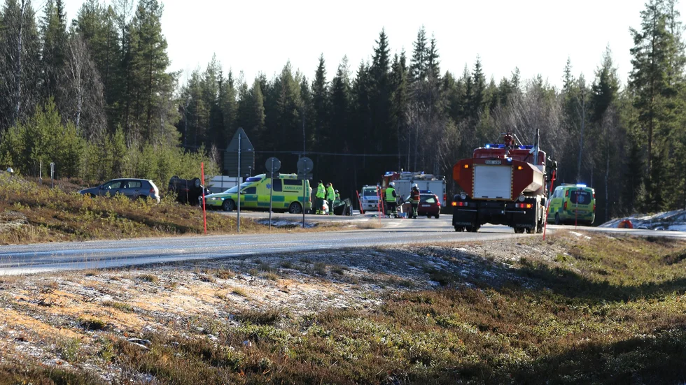 En trafikolycka inträffade på söndagen i Finnfors. Foto: Läsarbild.