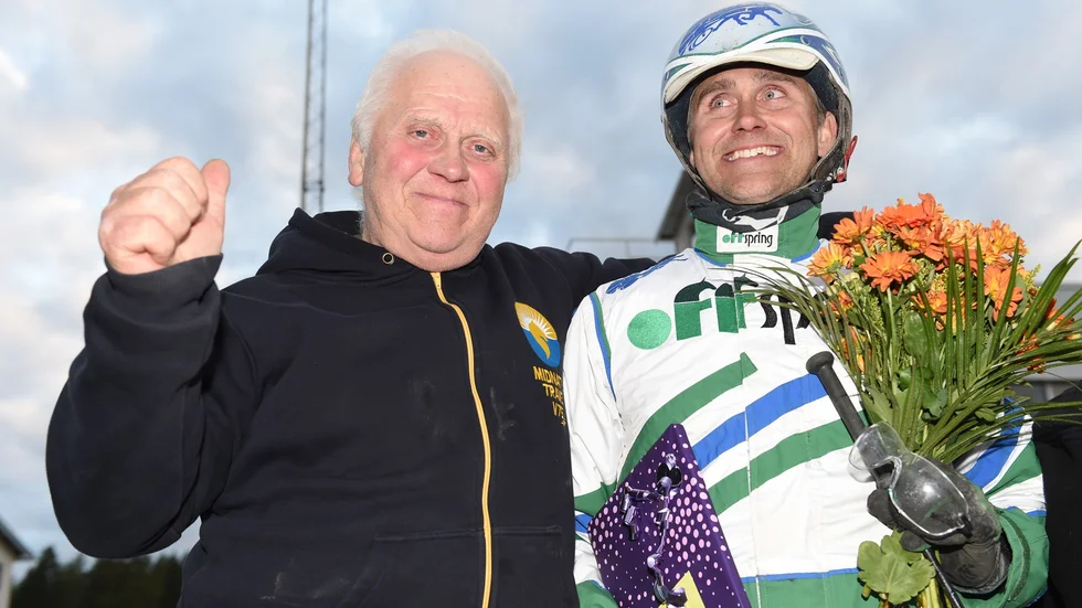 Kjell-Ove och Leif Eriksson bubblade av glädje efter Usain Swings fullträff i Gävle. Arkivbild: Kanal 75