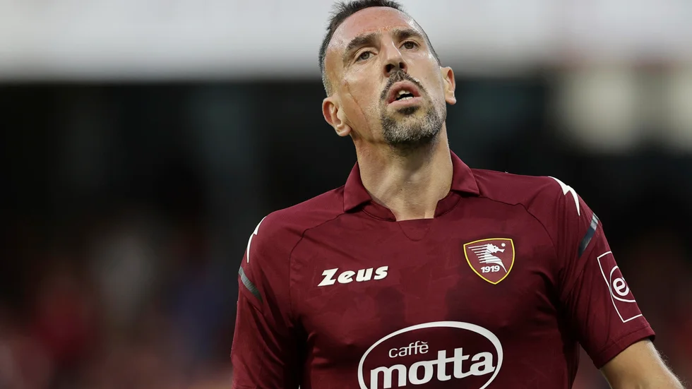 Franck Ribérys Salernitana riskerar att kastas ut ur Serie A. Arkivbild.