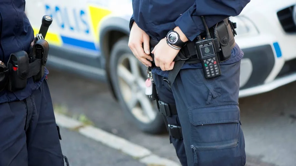 Polisen fanns på plats i Finspång på lördagseftermiddagen.
