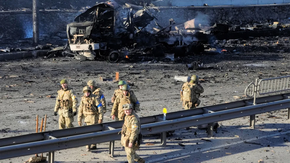 Ukrainska soldater i Kiev.