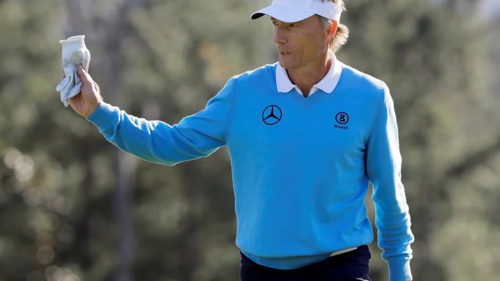 Vinnare? Bernhard Langer kan ta hem Masters där avslutningsronden är på gång.Tror i alla fall Folklbladets golfälskare Tim Söderg
ren.