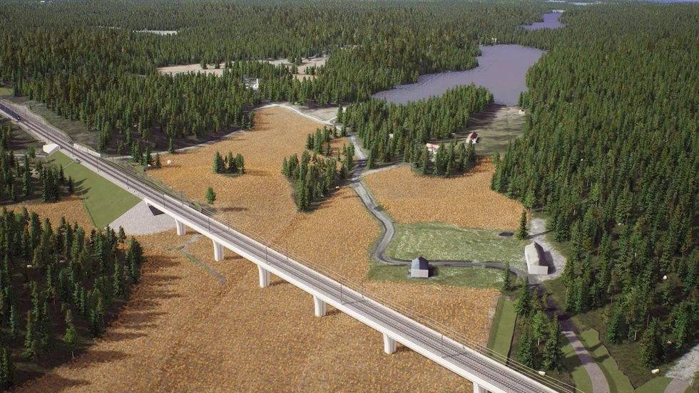 Såhär vill Trafikverket bygga bron vid Rinkebysjön, med badplatsen längst söderut. 