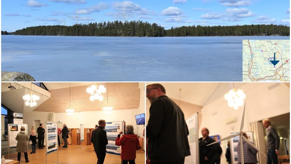 Ett av de fotomontage som ingick i utställningen på samrådet visar hur vindkraftverken kommer att se ut från Lilla Älgsjön.