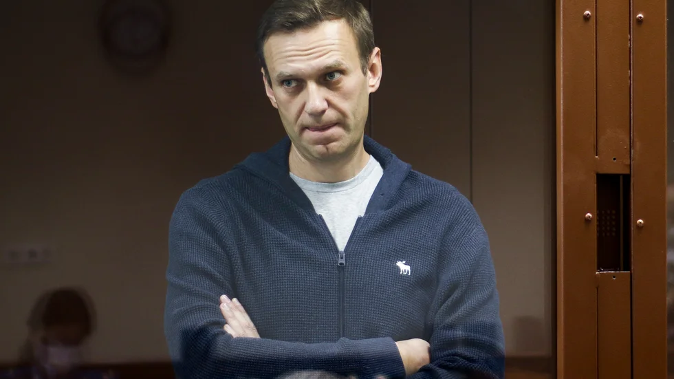 Aleksej Navalnyj vid rättegången mot honom i Moskva. Arkivbild.
