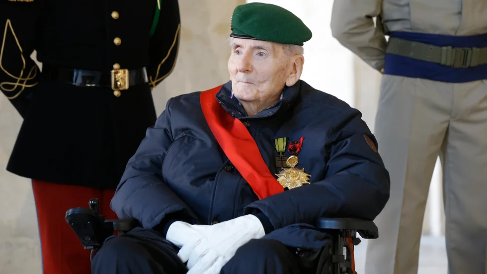 Hubert Germain vid en ceremoni för krigsveteraner i Paris 2020. Arkivbild.
