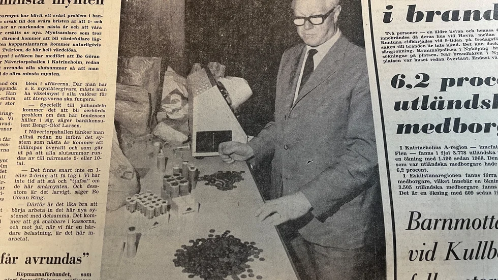 Kuriren för 50 år sedan: Kopparbrist slår ut öresmynten. 