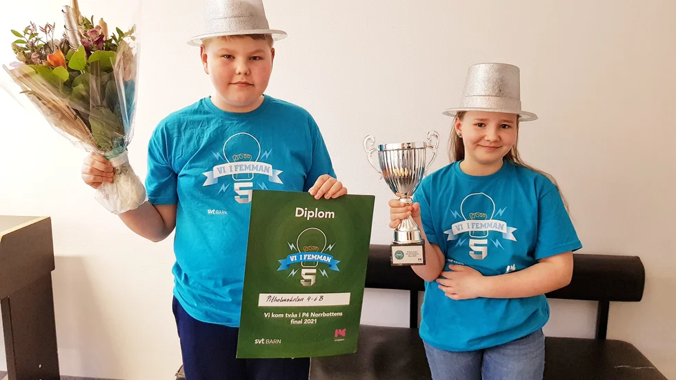 Efter en rafflande digital final med kluriga frågor blev det till slut en silverplats för Liam Larsson Hedman och Anna-Lotta Lundgren från 5B på Pitholmsskolan.