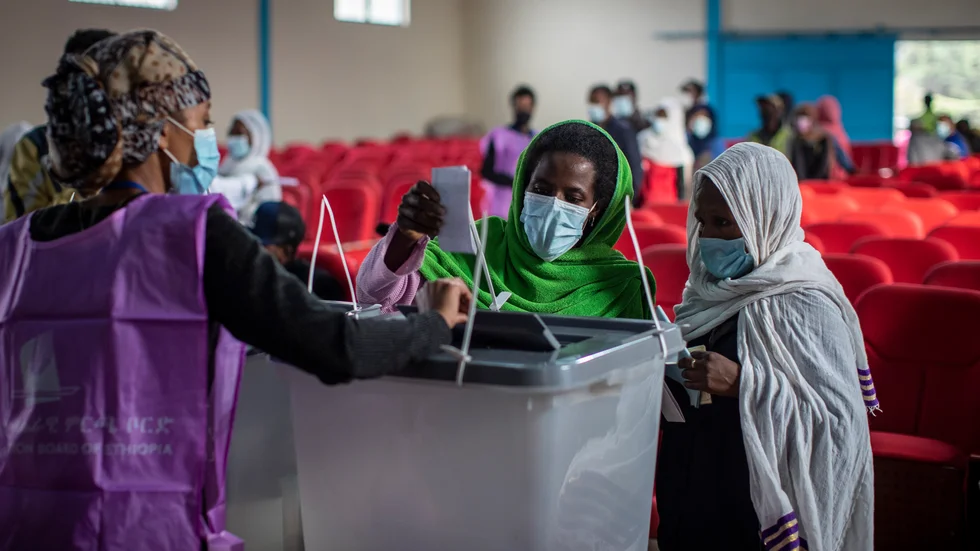 Etiopier röstar i Addis Abeba.