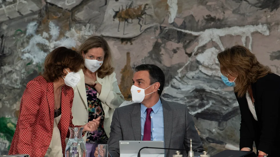 Spaniens premiärminister Pedro Sánchez i samband med att beslutet meddelades.