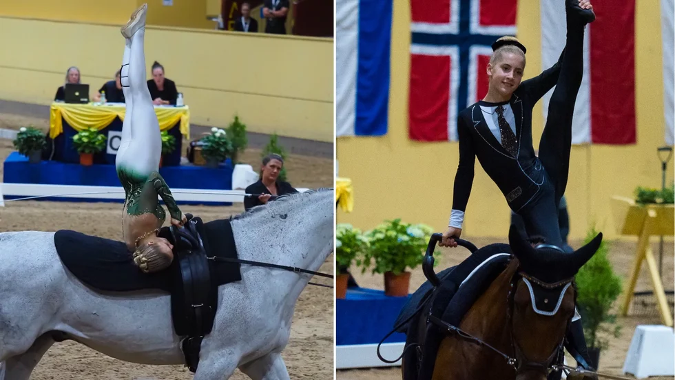 Nora Sandberg Müller och Hilma Bernström kan göra flickisar och volter på hästar.