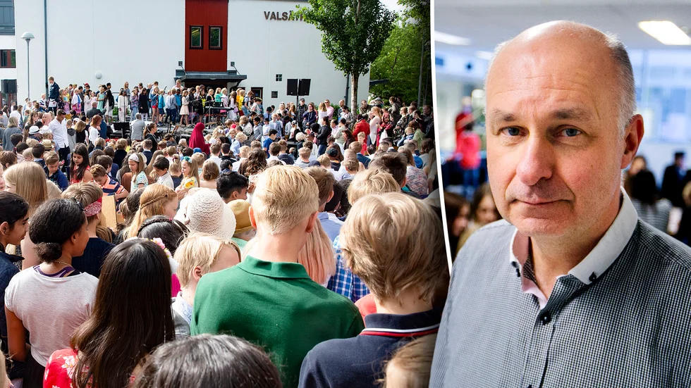 Tomas Rylander, rektor på Valsätraskolan, minns tillbaka till en skolavslutning med alla 950 elever. I år har de fyra niondeklasserna en avslutning i matsalen – utan vårdnadshavare.