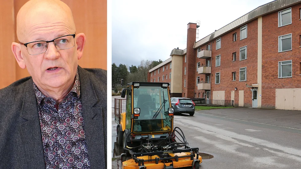 Åke Nilsson (KD), ordförande i Hultsfreds Bostäder, förklarar vilka skäl som ligger bakom inriktningsbeslutet om rivning på Bastugatan.