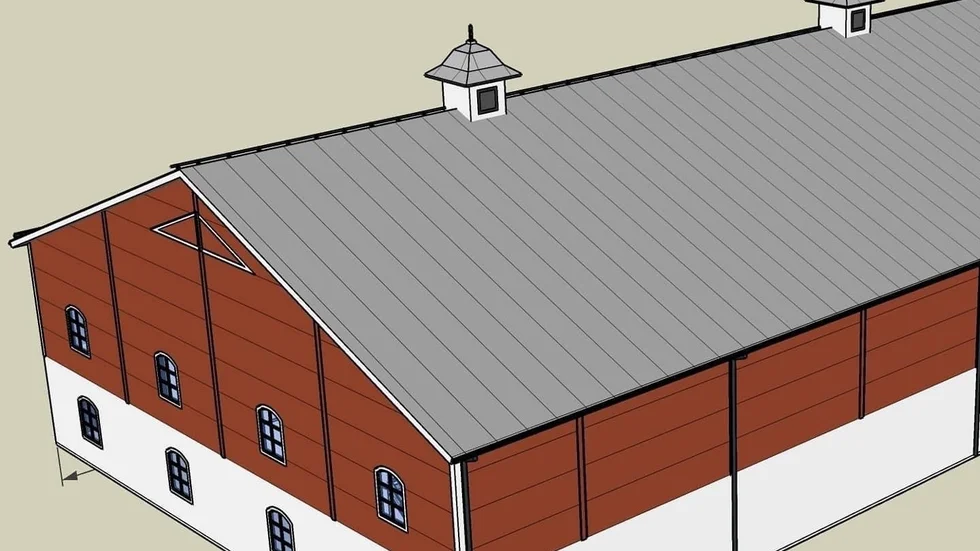 Så här ska den se ut, padelladan. Sjökumla herrgård ersätter köttdjur med padelspelare i ny byggnad som ska innehålla tre banor. Det blir också dusch, bastu, toaletter och ett loft med utsikt över banorna.
