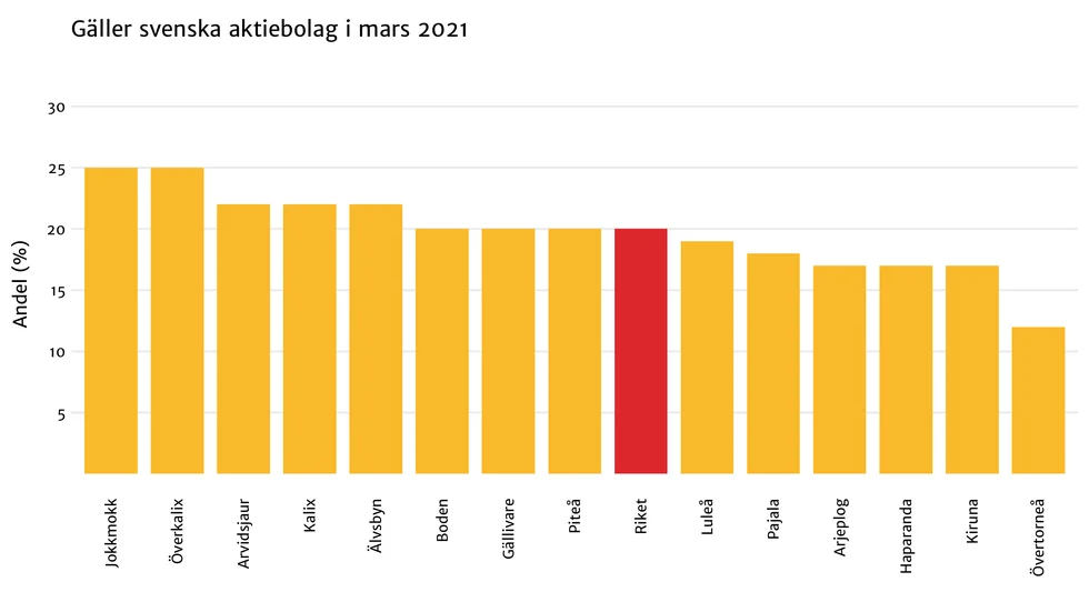Så här ser andelen kvinnor bland styrelseledamöterna ut.