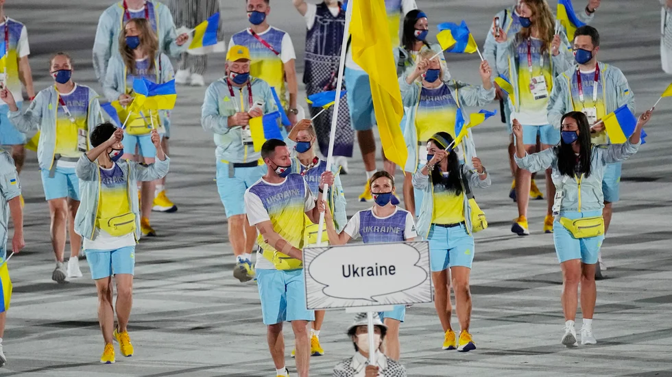 Ukraina gör entré under årets OS-invigning. Arkivbild.