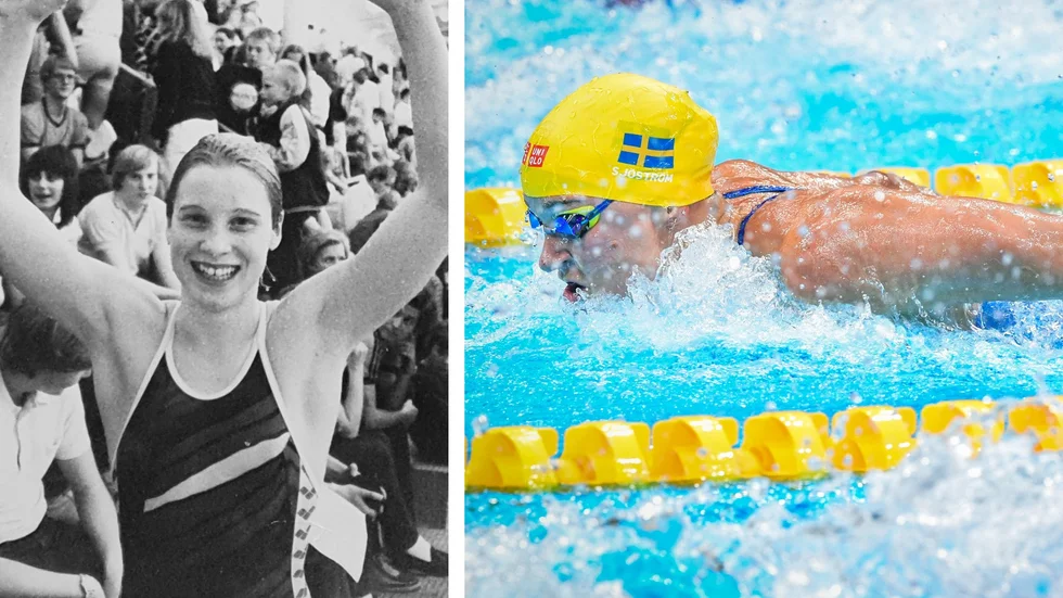 Arkivbild på Anette Philipsson från 1981 och OS-bild på Sarah Sjöström.