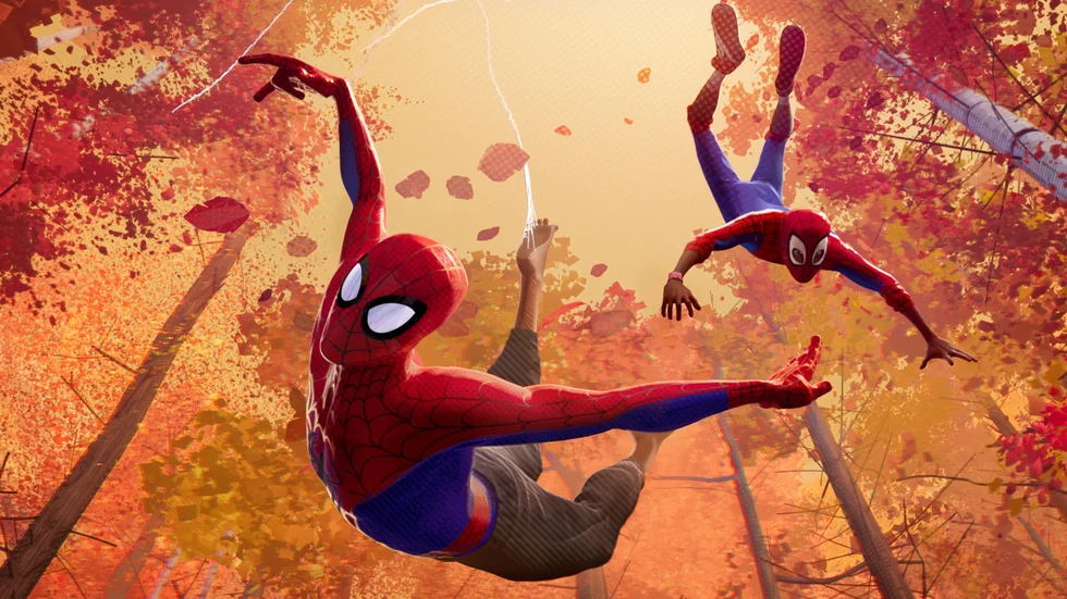 Peter Parker och Miles Morales i "Spider-Man: Across the Spider-Verse" från 2018. Pressbild.