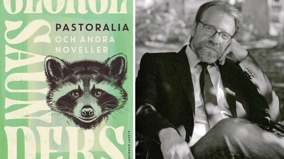 ”Pastoralia och andra noveller” skriven av George Saunders, översatt av Niclas Nilsson och utgiven av Albert Bonniers förlag.