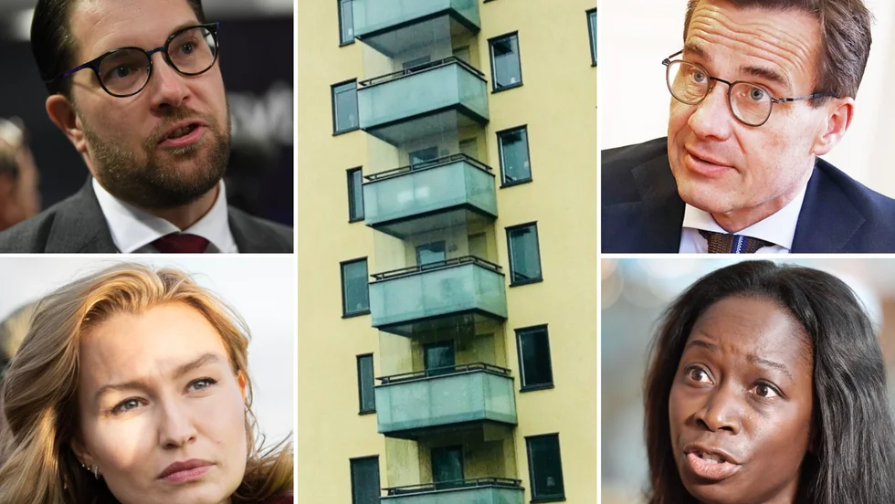 Jimmie Åkesson, Ebba Busch, Ulf Kristersson och Nyamko Sabuni vill samtliga skrota det statliga investeringsstödet för byggandet av hyresrätter och studentlägenheter.
