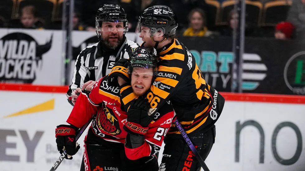 Skellefteås Rickard Hugg  och Luleås Brendan Shinnimin är redo för en ny match mellan rivalerna.
