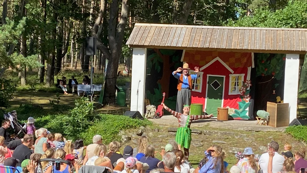 Pettson och Findus på scenen.