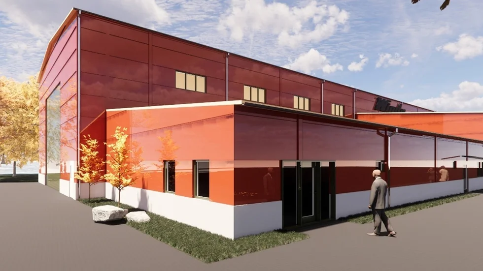 Den här byggnaden kommer att uppföras intill Windys nuvarande fabrik.