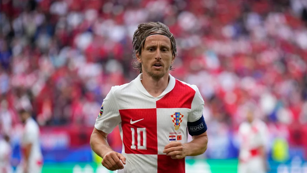 Luka Modric i matchen mot Albanien.
