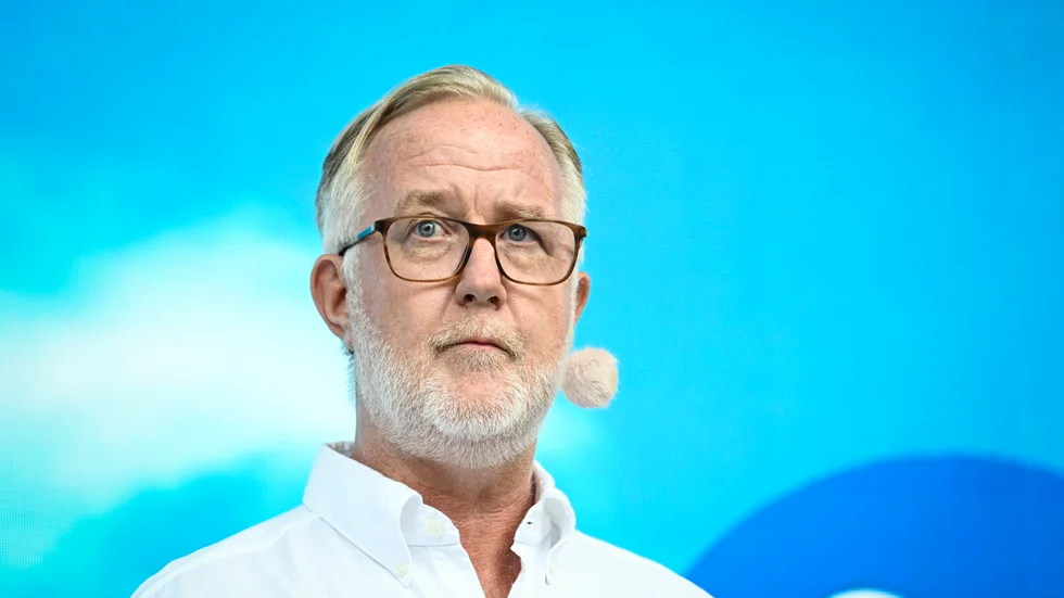 Liberalernas partiledare Johan Pehrson (L) håller tal under politikerveckan i Almedalen.