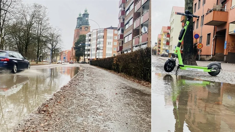 Regnet vräkte ner över Eskilstuna under lördagen.