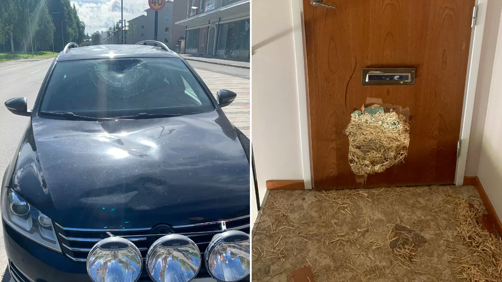 Mannen sparkade först sönder sin brors dörr innan han stannade en bil som kom körande på Storgatan och sparkade sönder den.