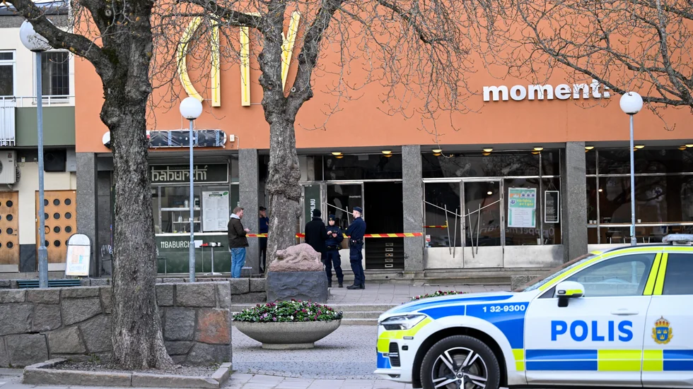 
Blåljus på plats i Gubbängen i södra Stockholm under onsdagskvällen.