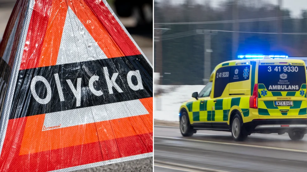Två personer fördes med ambulans till sjukhus.