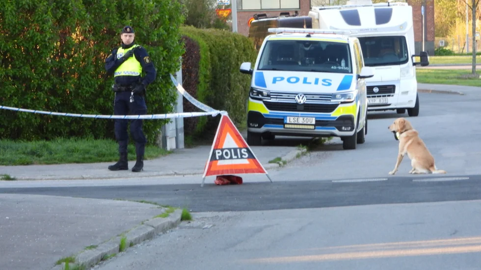 Polisinsats vid föremålet Pryssgården i Norrköping.
