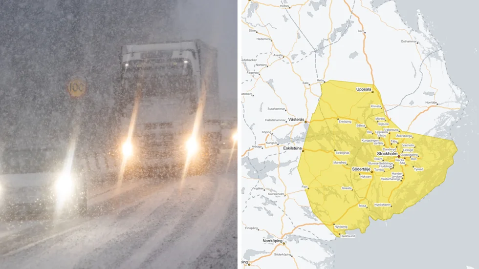 Den gula varningen omfattar stora delar av Uppsala län.