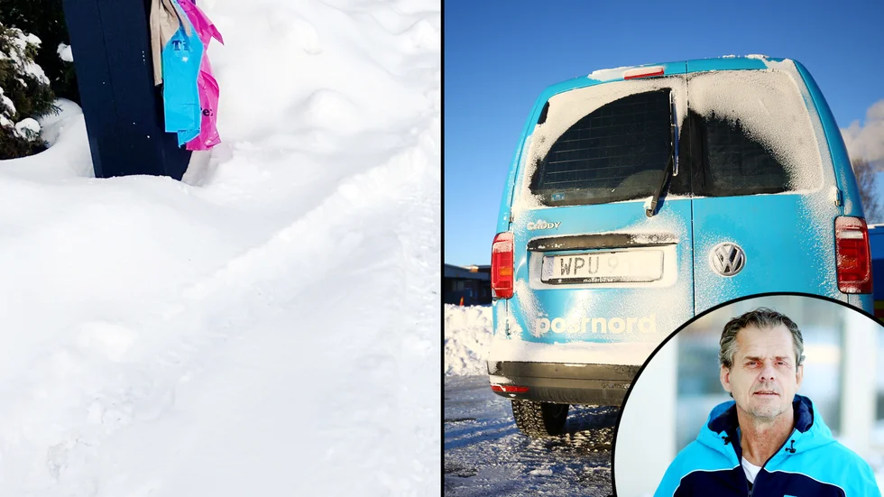 "Vi haft inte haft vintrar som den här på länge och alla är inte lika bra på att skotta fram sina brevlådor", förklarar Allan Delac, platschef på brevsidan hos Postnord i Eskilstuna, angående att folk inte fått nya färgsorteringspåsar.