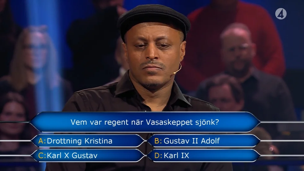 Josef Bergqvist valde att inte svara på frågan om vem som var regent när Vasaskeppet sjönk. I efterhand fick han veta rätt svar: Gustav II Adolf.
