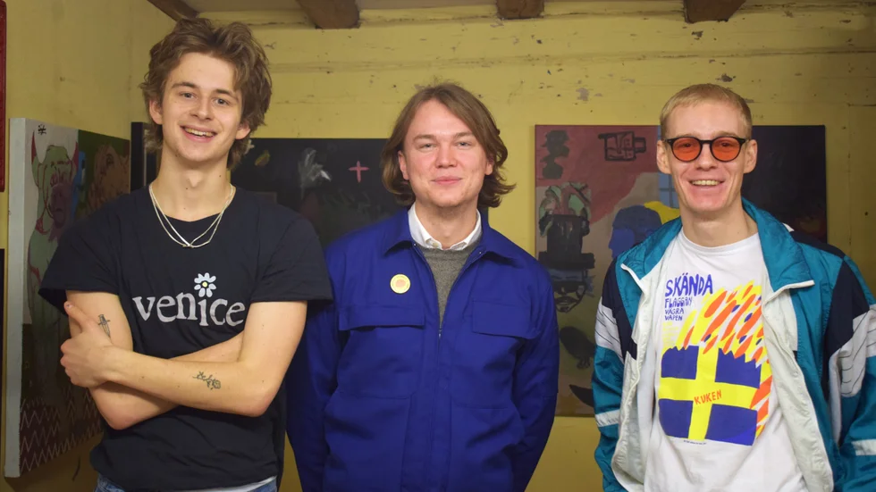 Ziggy Lindholm, Hannes Runeby och Oskar Stenmalm Wolke från konstnärskollektivet Obskyr Röd.