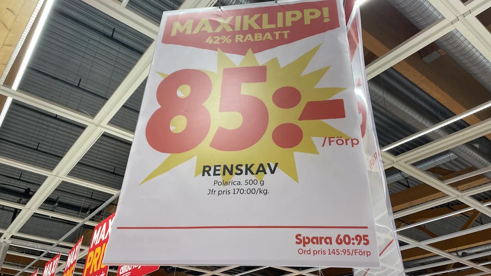 The reindeer meat was stocked at Ica Maxi Solbacken last week.