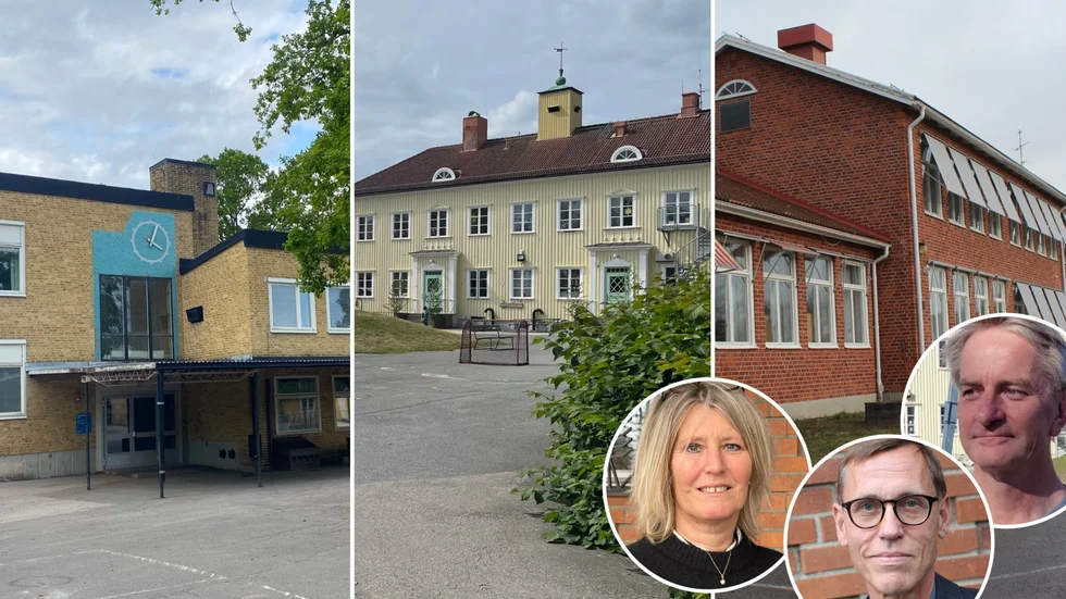 Rektor Roger Strandberg håller just nu på att minska kostymen för Överumsskolan, Ringeltaubska skolan och Loftahammars skola, utifrån den budget som han har för nästa läsår. Infällda till vänster om Strandberg är grundskolechef Ewa Myhrén och barn- och utbildningschef Magnus Bengtsson.