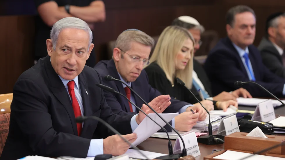 Israels premiärminister Benjamin Netanyahu vid helgens kabinettsmöte.