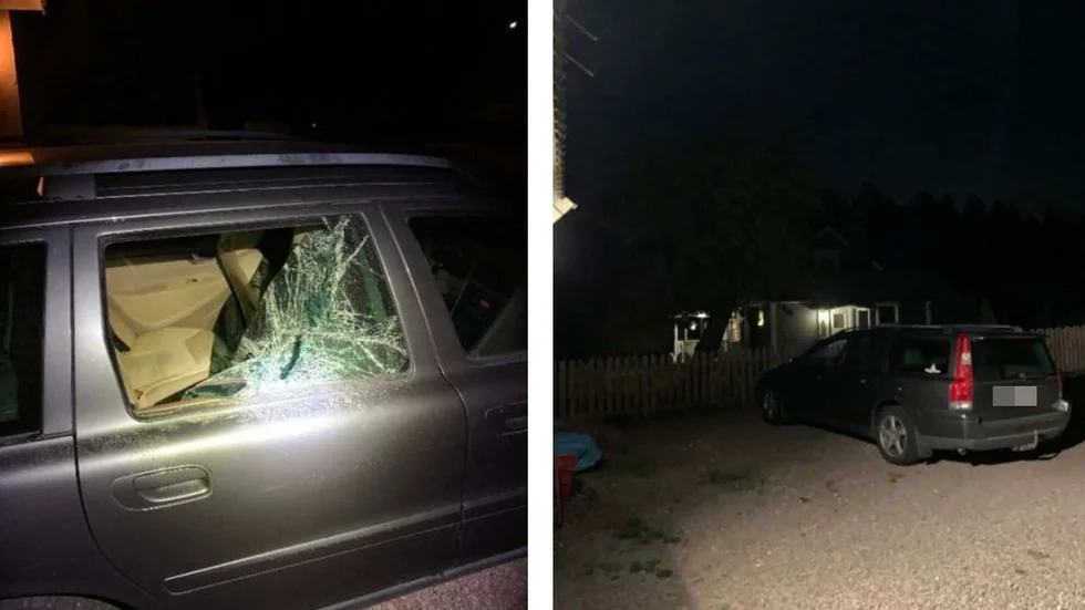 Den 59-årige mannen krossade en ruta i bilen för att kunna köra en andra gång den 7 oktober i fjol. (Bilderna är hämtade ur förundersökningen.) 