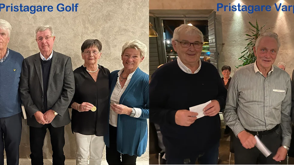 Kvällens samtliga pristagare i golf och varpa.