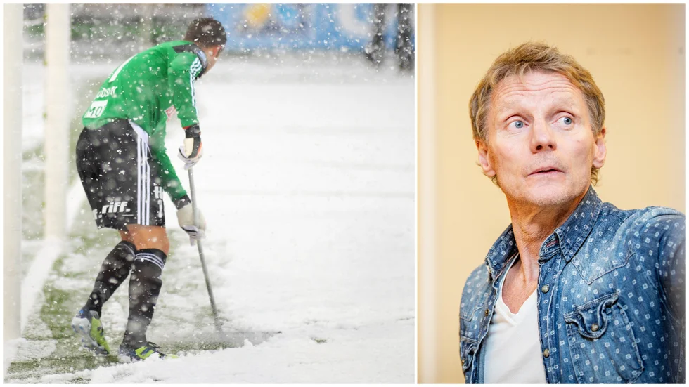 Leif Eiransson är besviken över att snön sätter stopp för värdefull utvärdering av provspelare. 
